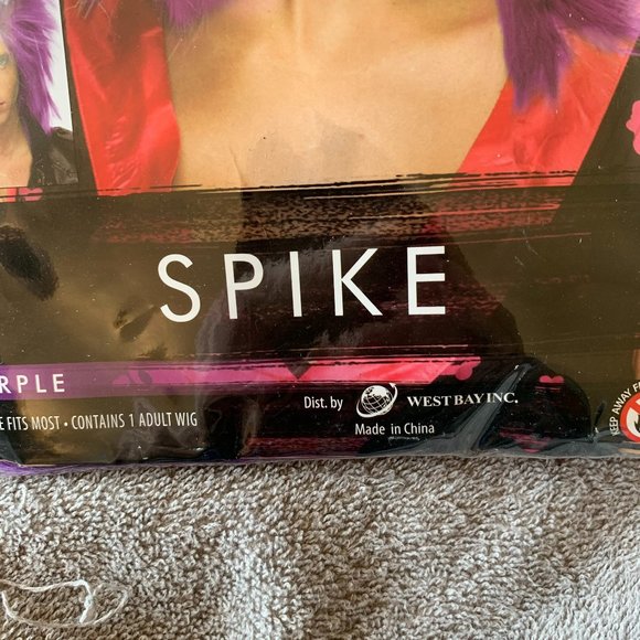 West Bay Characters Spike Synthetic Wig Purple Rockstar Band Punk Rock Stage - Picture 4 of 8